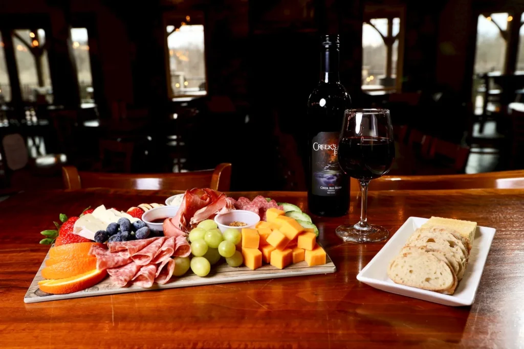 Wine and cheese pairings at Creek’s Edge Winery.