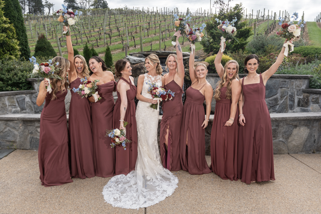 Bridal party in the winery