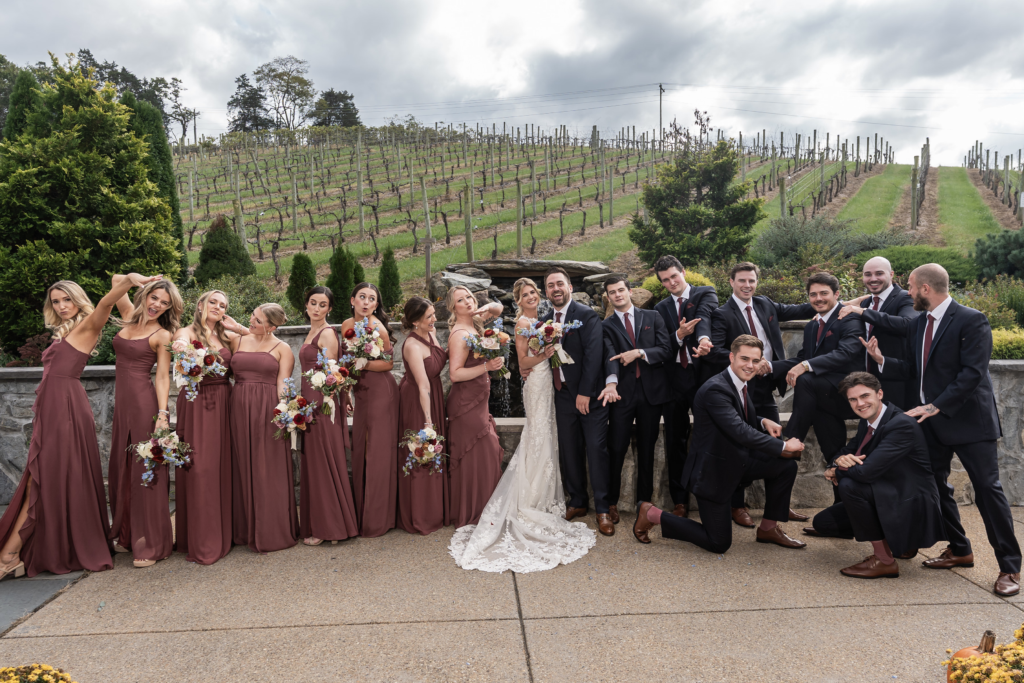 Wedding party in the winery